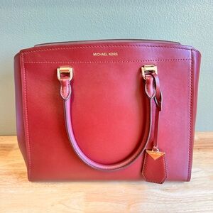 Michael Kors Red Satchel with Gold-Tone Hardware
